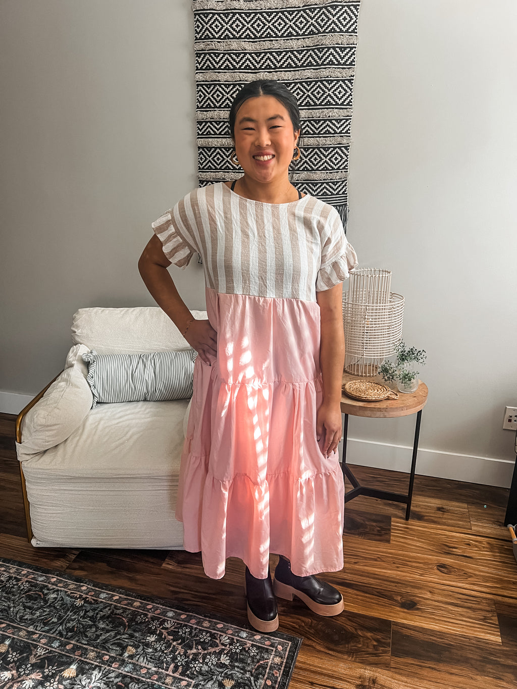 Blush & Biscotti Midi Dress