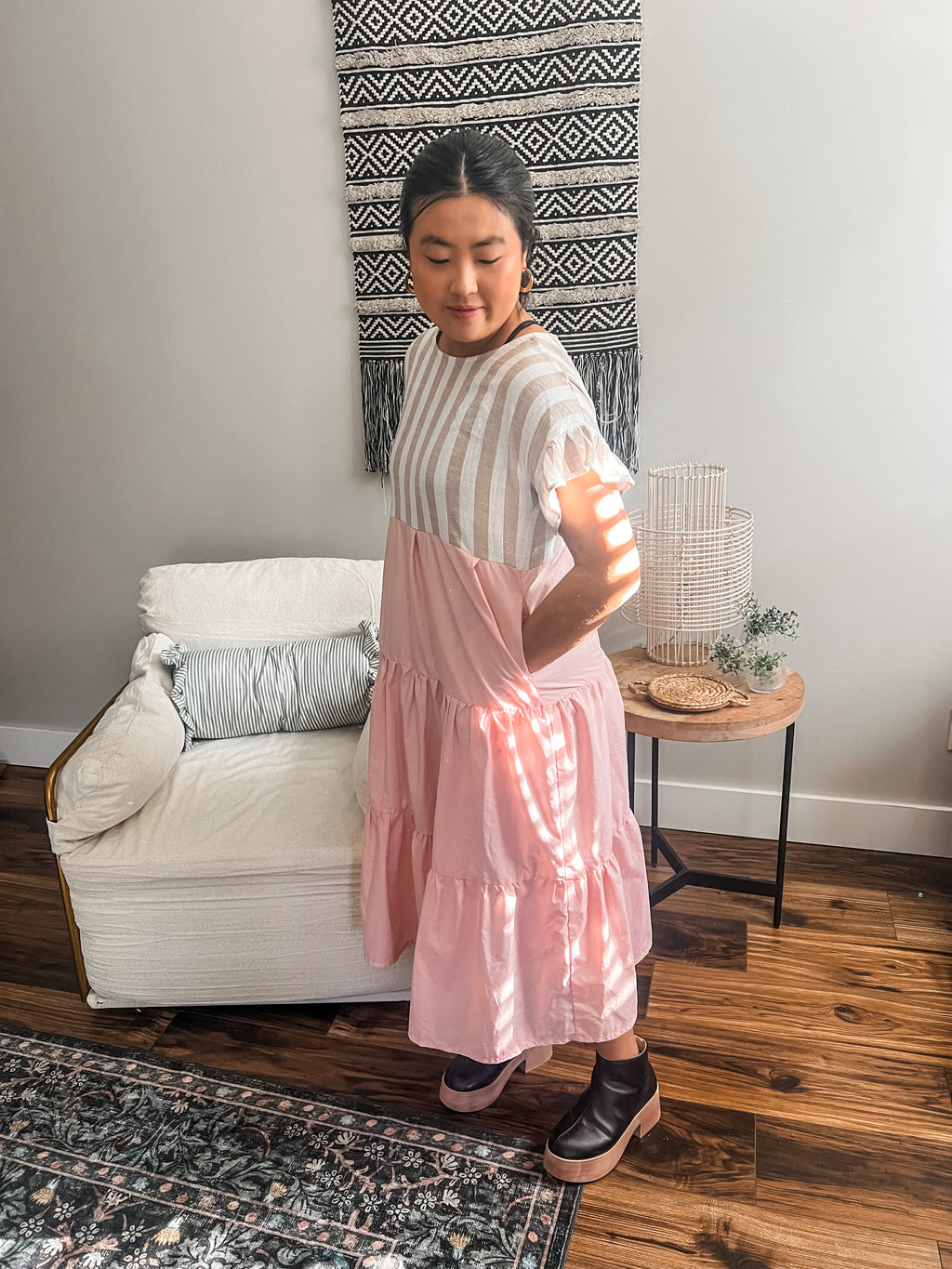 Blush & Biscotti Midi Dress